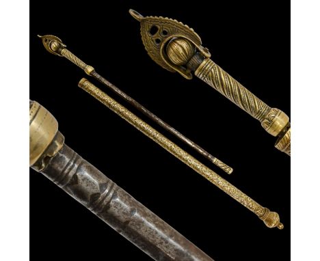 A rare ramrod Suma with case, Ottoman Empire, 18th - early 19th century. Richly decorated ramrod from iron decorated with fil