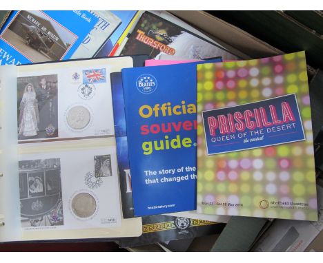 Stamps, theatre ephemera, Commemorative First Day Covers, with crowns.