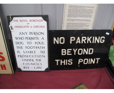Royal Borough of Kensington &amp; Chelsea Enamel Wall Sign, relating to dog fouling, circa mid XX Century, double sided in br