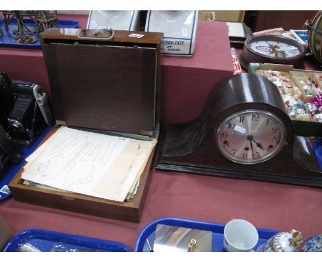 Lion Menucator Duplicator No 2 Model, oak Westminster chimes mantle clock. (2)