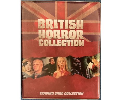 British Horror collection trading cards in binder approx. 500, includes 50 pages with some metal cards, 120 signed cards inc.