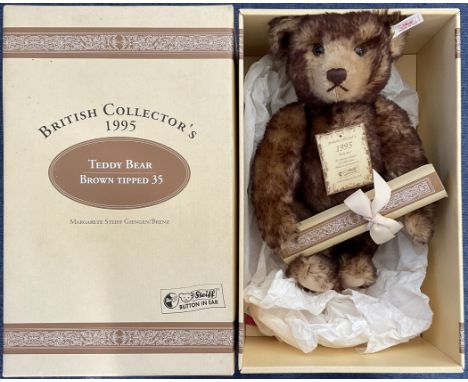 Steiff British Collector's 1995 Teddy Bear. Limited Edition No 00006 of 3,000. Fitted with a traditional growler voice. White