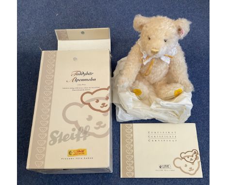 Steiff Teddy bear Alpenobn. Creame 29cm. No 00341 Come with certificate. In original box. Good condition