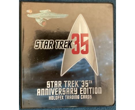 Star Trek 35th Anniversary Edition trading cards in binder approx. 180, includes 20 pages with some shinny cards and sketch c