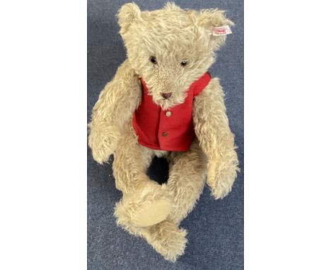 Steiff Classic Rudi Bear. Limited Edition 2007. No 00138. 52cm tall. With red waist coat. Tag on his chest. White and red ear