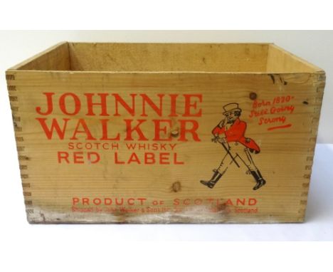 THREE 'JOHNNIE WALKER SCOTCH WHISKY RED LABEL' PINE CRATEScirca 1960/70s, sizes vary