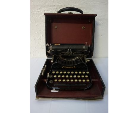 SIR HARRY LAUDER:a cased Corona travelling number 3 typewriter, with accompanying hand written note stating it was purchased 