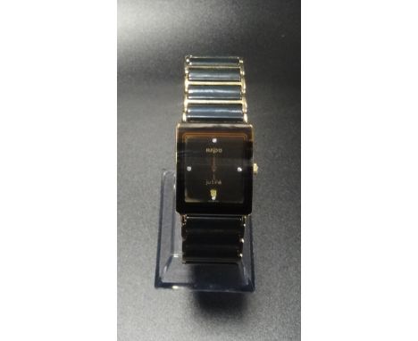 GENTLEMAN'S RADO JUBILÉ WRISTWATCHthe black dial with diamond markers at 3, 6, 9 and 12, with date aperture at 6, on high tec
