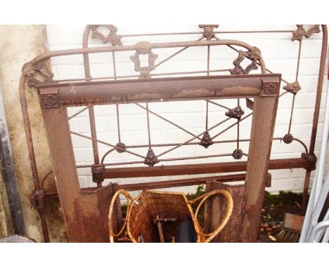 Various items of metalware, to include two bed ends, fire surround, implements, etc.