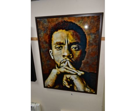 RACHEL THOMPSON (CANADA CONTEMPORARY) 'CHADWICK BOSEMAN', a portrait of The Black Panther actor in a contemplative post, gicl