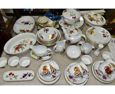 ROYAL WORCESTER EVESHAM, comprising teapot, oval tureen,circular tureen, a large fruit bowl and six small fruit bowls, six so