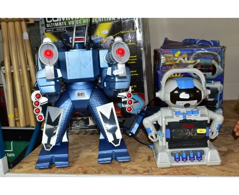 AN MGA ENTERTAINMENT COMMANDOBOT VOICE RECOGNITION ROBOT with headset and box, untested but looks to have hardly been played 