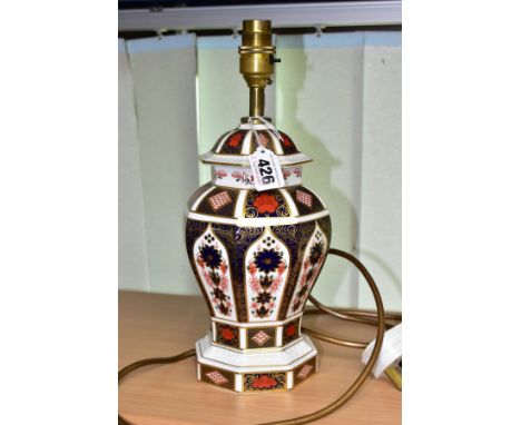 A ROYAL CROWN DERBY IMARI 1128 PATTERN OCTAGONAL TABLE LAMP BASE, bears date cypher LX, first quality, height to top of fitti