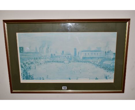 L.S. LOWRY (1887-1976) 'LANCASHIRE LEAGUE CRICKET MATCH', a limited edition print published by the Adam collection in 1967, b