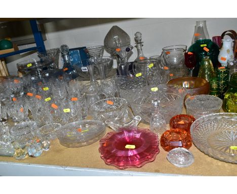 A GROUP OF GLASSWARE, including a set of six Webb Corbet cut glass sherry glasses, five Stuart cut glass sherry glasses, boxe