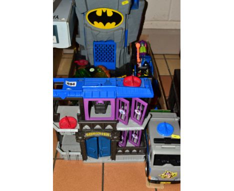 BATMAN THEMED TOYS ETC, to include a Fisher-Price Imaginext Batcave, Mattel Gotham City, Two Face van, two Bat Mobiles and fi