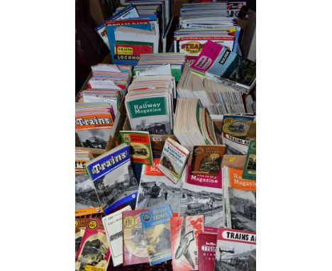 SIX SMALL BOXES OF RAILWAY/LOCOMOTIVE MAGAZINES/BROCHURES, to include Modern Railways 1962-1964, unmarked Ian Allen ABC Briti