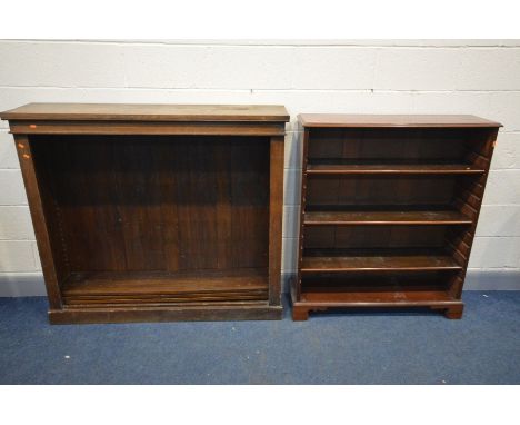 A 19TH CENTURY MAHOGANY OPEN BOOKCASE with three adjustable shelves, on bracket feet, width 100cm x depth 30cm x height 117cm