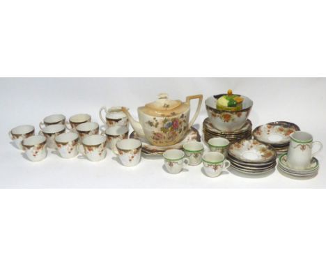 CLIFTON CHINA PART TEA SERVICE ORIGINALLY FOR 12 PERSONS, 34 PIECES, SET OF FOUR 'SOUTHERN RAILWAYS' POTTERY  COFFEE CUPS AND