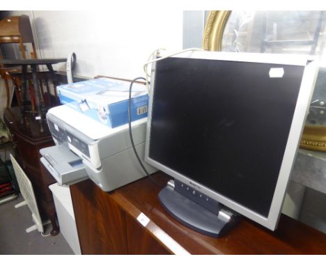 HP PHOTOSMART C8180 ALL-IN-ONE PRINTER, SCANNER AND COPIER AND A VIEWSONIC FLAT SCREEN MONITOR AND A A4 ROTARY TRIMMER (3)