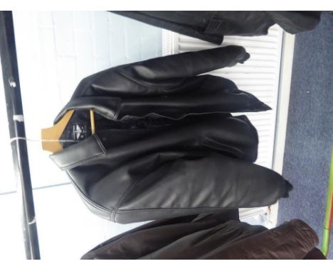 REPORTAGE 'RGA' LEATHER JACKET, BLACK 'MADE IN ITALY', ZIP FRONT,  SIZE X-LARGE 