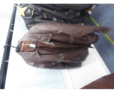 BROWN LEATHER JACKET, ZIP FRONT, SIZE MEDIUM 