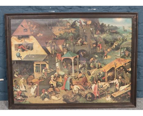 After Pieter Bruegel (1564-1638) framed print 'The Blue Cloak'. (77cmx57cm)  