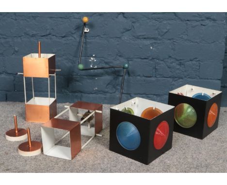 A group of retro light fittings, shades &amp; coat hooks.  