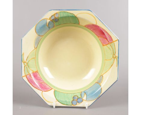 A Clarice Cliff Bizarre fruit bowl in the Pastel Melon design. (Diameter 23cm).  Good condition.