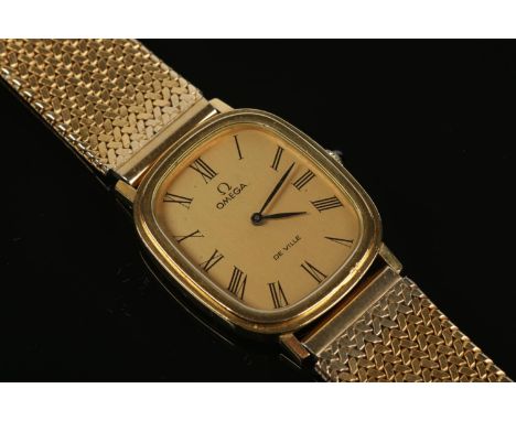 A gentleman's Omega De Ville manual wristwatch.  Running.