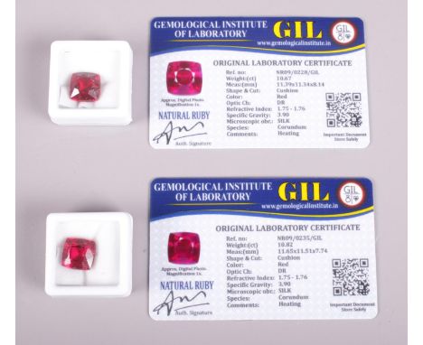 Two Large Ruby style specimens, cushion cut.  