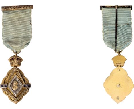 Masonic Jewels, Queen Victoria, Diamond Jubilee jewel, 1897, gilt silver and enamel and set with brilliants, maker Caney, 56.
