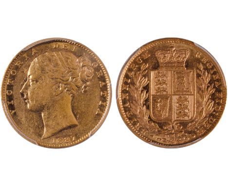 G, British coins, Victoria, sovereign, 1887M, young head l., rev. crowned shield of arms within wreath, M below (S.3854A), ce