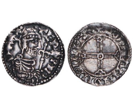 British coins, Edward the Confessor (1042-1066), penny, helmet type (BMC VII), Winchester, Godmann, helmeted bust r. holding 