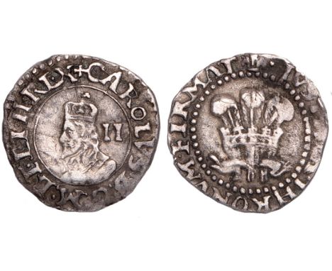 British coins, Charles I, halfgroat, Oxford mint, mm. plain cross/plumes, crowned bust l., value behind, rev. large plume in 