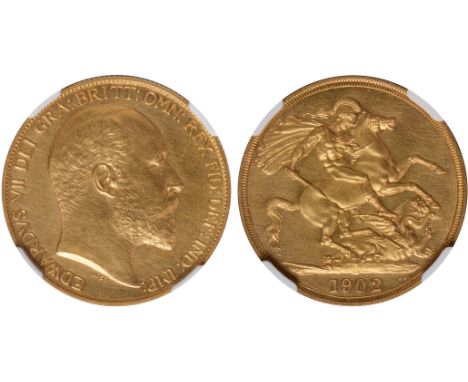 G, British coins, Edward VII, matt proof two pounds, 1902, bare head r., rev. St. George and the dragon (S.3968), certified a