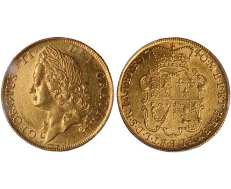 British coins, George II, two guineas, 1740/39, intermediate laur. head l., rev. crowned shield of arms (S.3668), certified a