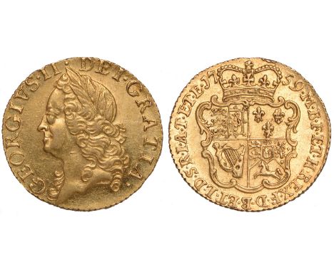 British coins, George II, half guinea, 1759, old laur. head l., rev. crowned shield of arms (S.3685), extremely fine or bette