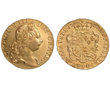 British coins, George III, guinea, 1767, third laur. head r., rev. crowned shield of arms (S.3727), good very fine to about e