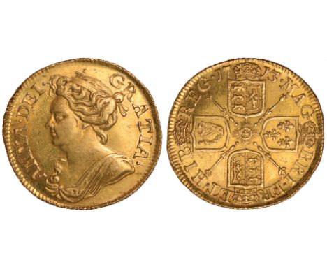 British coins, Anne, guinea, 1713, third dr. bust l., rev. crowned cruciform shields, sceptres in angles (S.3574), extremely 