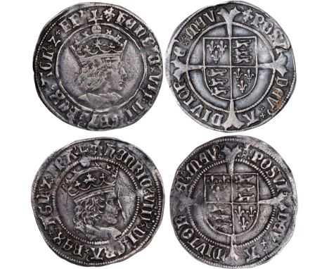 British coins, Henry VII, groat, profile issue, mm. cross-crosslet (1504-1505), wt. 3.0gms.; Henry VIII, first coinage (1509-