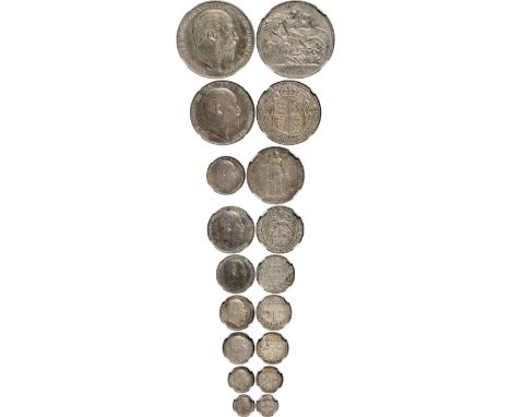 G, British coins, Edward VII, matt proof set, 1902, five pounds to Maundy penny, bare head r., rev. various (S.PS9), all cert