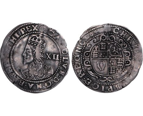 British coins, Charles I, shilling, Exeter mint, 1644, mm. rose, crowned large Oxford style bust l., rev. garnished round shi