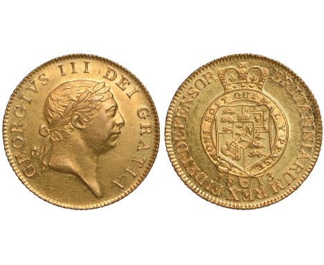 British coins, George III, guinea, 1813, sixth laur. head r., rev. crowned shield of arms within Garter (S.3730), extremely f