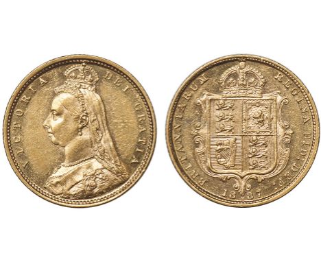 G, British coins, Victoria, half sovereign, 1887M, small very spread JEB on truncation, ‘Jubilee’ bust l., rev. crowned shiel