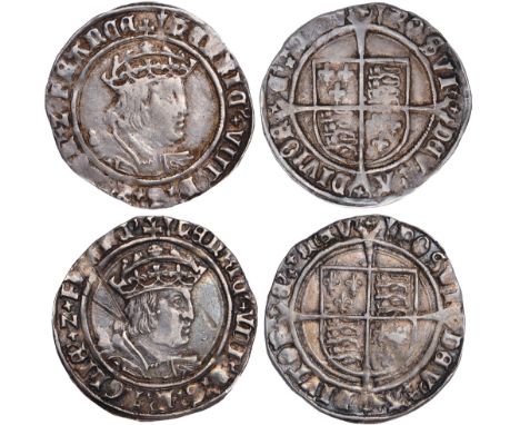 British coins, Henry VIII, second coinage (1526-1544), groat, Tower mint, mm. arrow, crowned bust D to r., rev. long cross fo