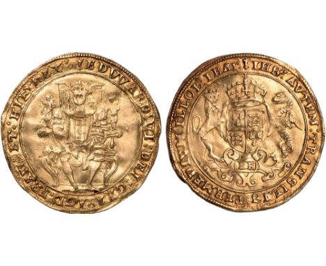 British coins, Edward VI, second period (1549-1550), sovereign, mm. arrow, king enthroned facing, holding orb and sceptre, re