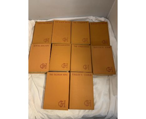 A COLLECTION OF VINTAGE HARDBACKS BY GEORGETTE HEYER WITHOUT DUST COVERS, TO INCLUDE THE RELUCTANT WIDOW, FARO'S DAUGHTER, RO