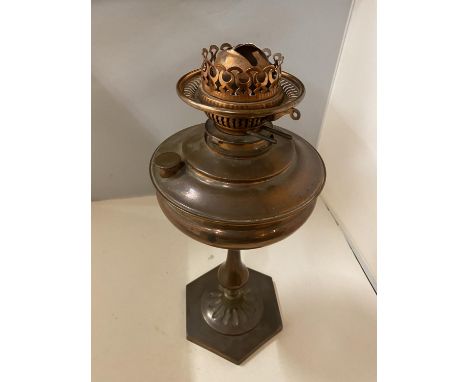A COPPER OIL LAMP BASE HEIGHT 43CM 