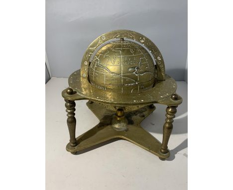 A VICTORIAN HEAVY BRASS GLOBE 